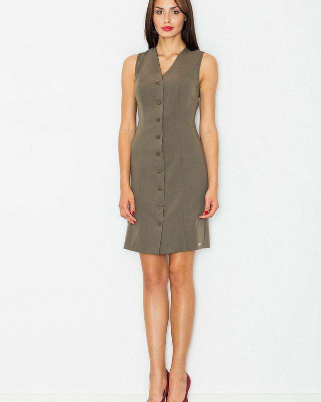 Elegant Sleeveless Button-Up Day Dress - Versatile Chic Attire