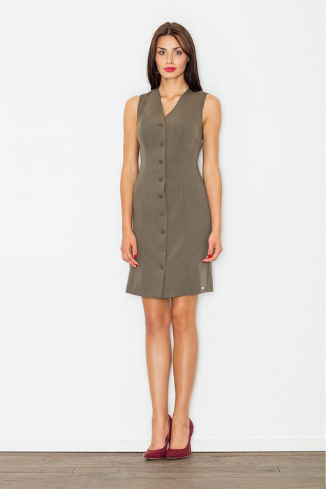 Elegant Sleeveless Buttoned Day Dress - Versatile and Stylish Attire