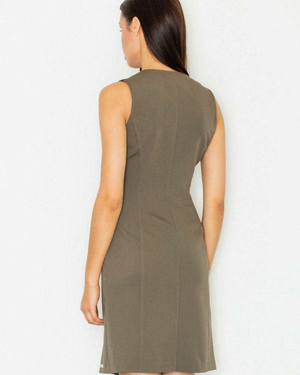 Elegant Sleeveless Button-Up Day Dress - Versatile Chic Attire