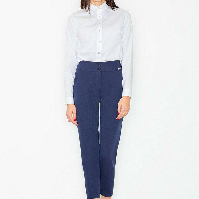 Sophisticated High Waist Women's Trousers: Modern Elegance with Practical Pockets