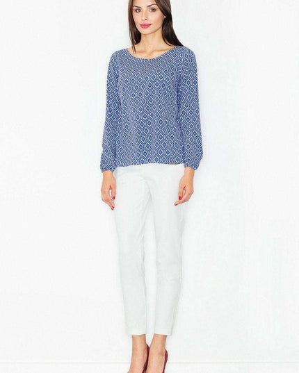 Elegant Everyday Long Sleeve Blouse - Stylish Polyester-Spandex Blend