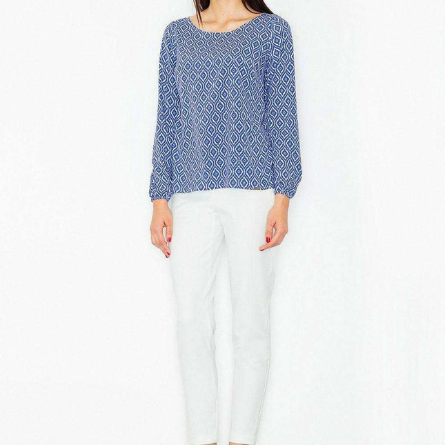 Elegant Everyday Long Sleeve Blouse - Stylish Polyester-Spandex Blend