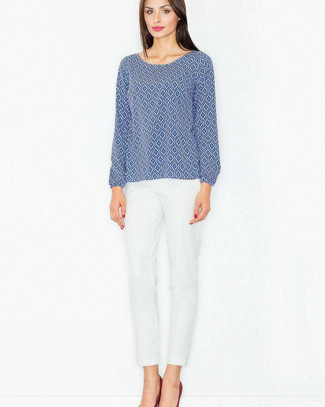 Elegant Everyday Long Sleeve Blouse - Stylish Polyester-Spandex Blend