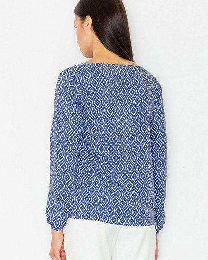 Elegant Everyday Long Sleeve Blouse - Stylish Polyester-Spandex Blend