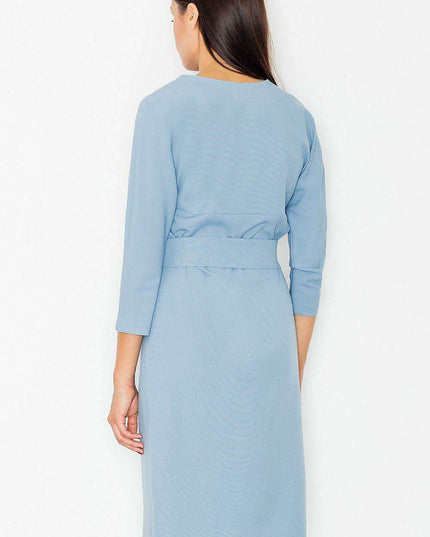 Elegant Kimono Sleeve Midi Dress with Stylish Waist Belt