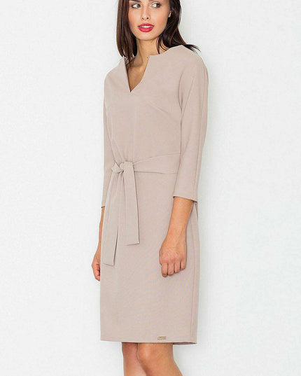 Chic Midi Dress with Kimono Sleeves and Waist Belt by Figl - Elegant Daywear