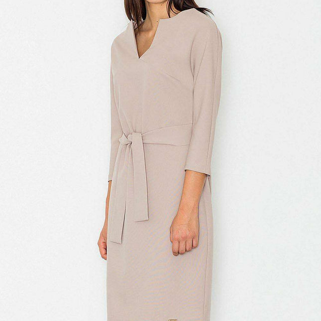 Chic Midi Dress with Kimono Sleeves and Waist Belt by Figl - Elegant Daywear