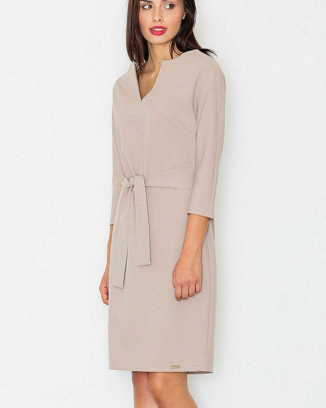 Chic Midi Dress with Kimono Sleeves and Waist Belt by Figl - Elegant Daywear