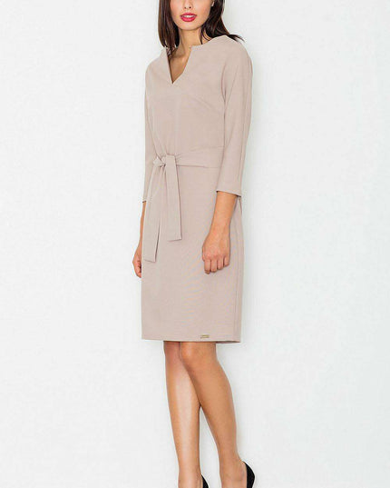 Chic Midi Dress with Kimono Sleeves and Waist Belt by Figl - Elegant Daywear