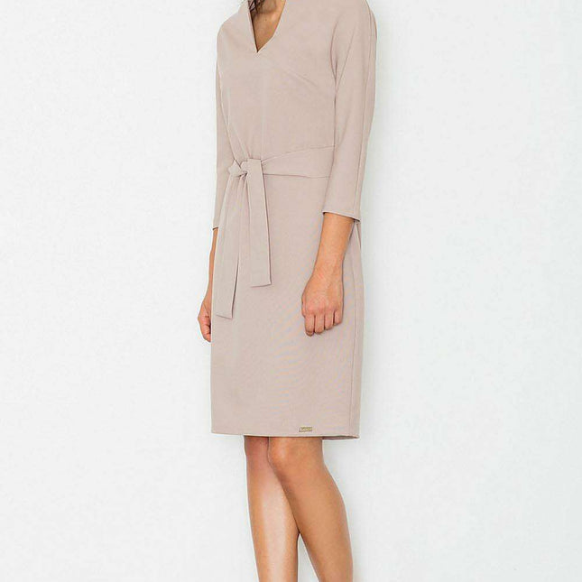 Chic Midi Dress with Kimono Sleeves and Waist Belt by Figl - Elegant Daywear