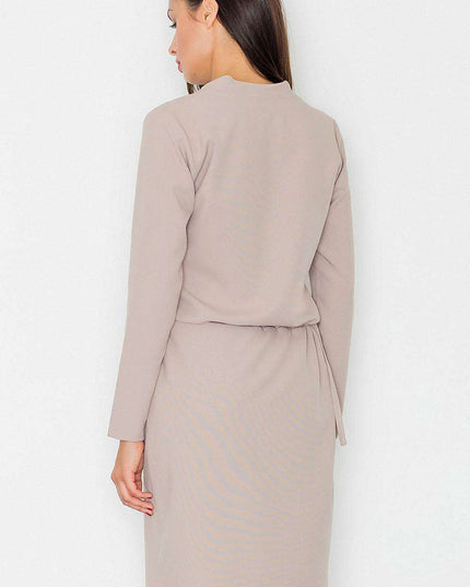 Chic Midi Dress with Kimono Sleeves and Waist Belt by Figl - Elegant Daywear