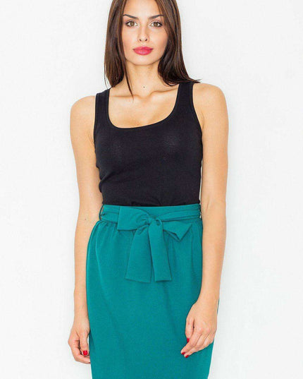 Elegant Sash-Detailed Pencil Skirt with Convenient Side Zip