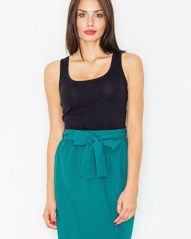 Elegant Sash-Detailed Pencil Skirt with Convenient Side Zip