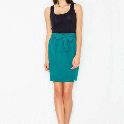 Elegant Sash-Detailed Pencil Skirt with Convenient Side Zip