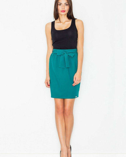 Elegant Sash-Detailed Pencil Skirt with Convenient Side Zip