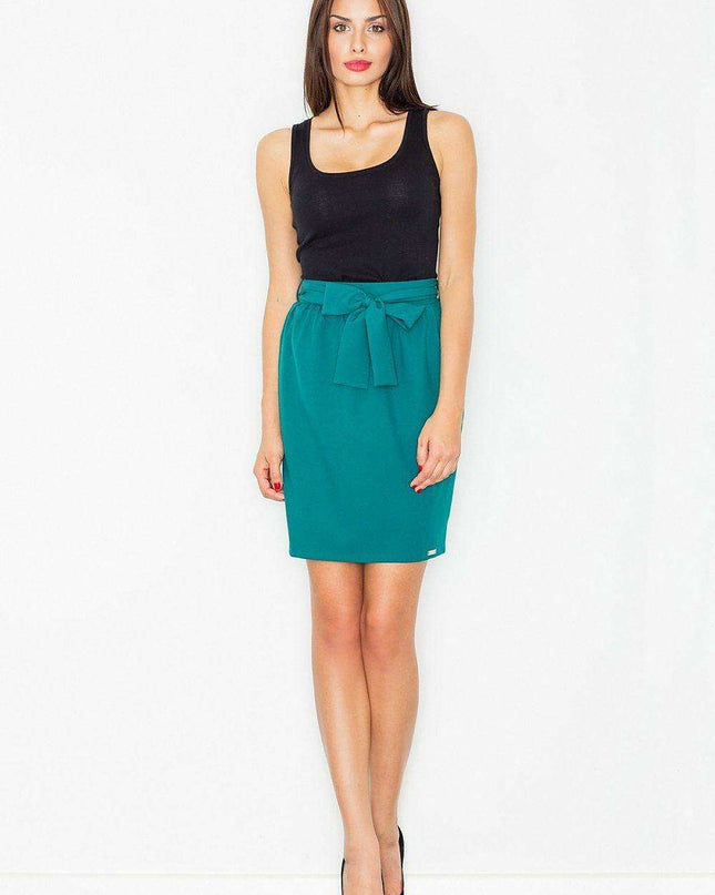 Elegant Sash-Detailed Pencil Skirt with Convenient Side Zip
