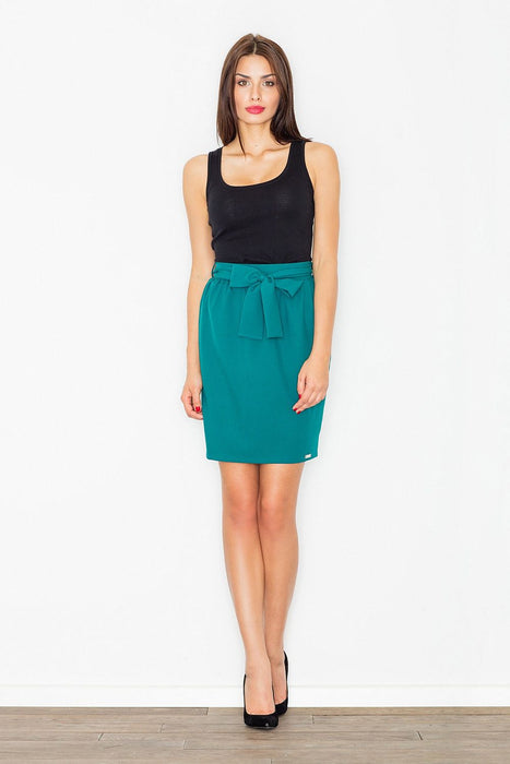 Elegant Tie-Waist Pencil Skirt with Chic Sash Detail and Side Zip Closure from Figl