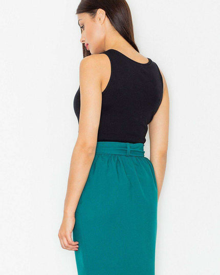 Elegant Sash-Detailed Pencil Skirt with Convenient Side Zip