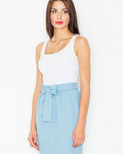 Elegant Black Pencil Skirt with Trendy Waist Sash