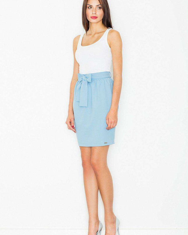 Elegant Black Pencil Skirt with Trendy Waist Sash