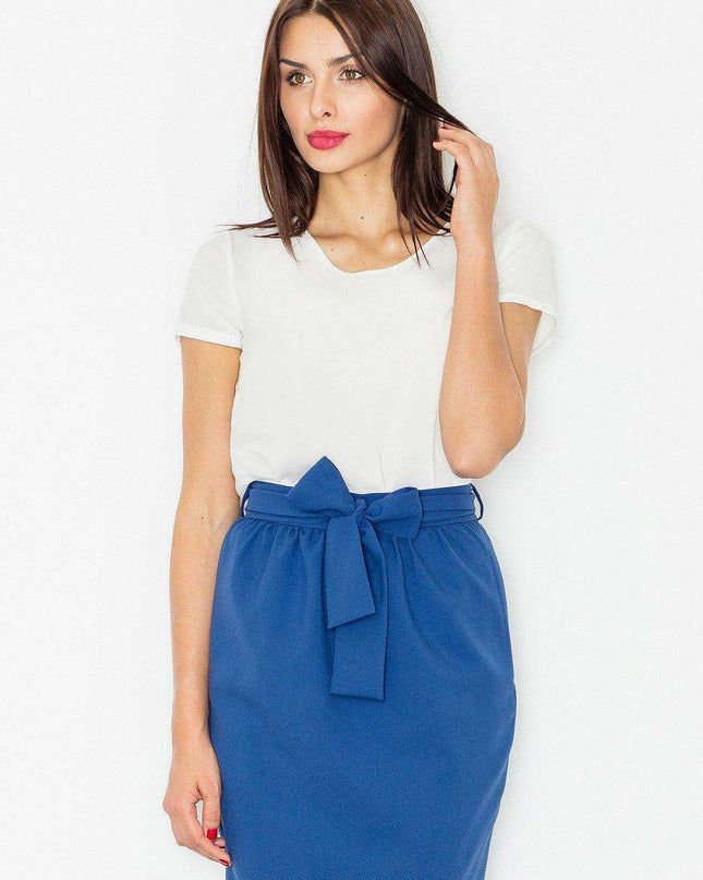 Elegant Sash-Tie Pencil Skirt - Stylish Polyester Blend with Waist Accents