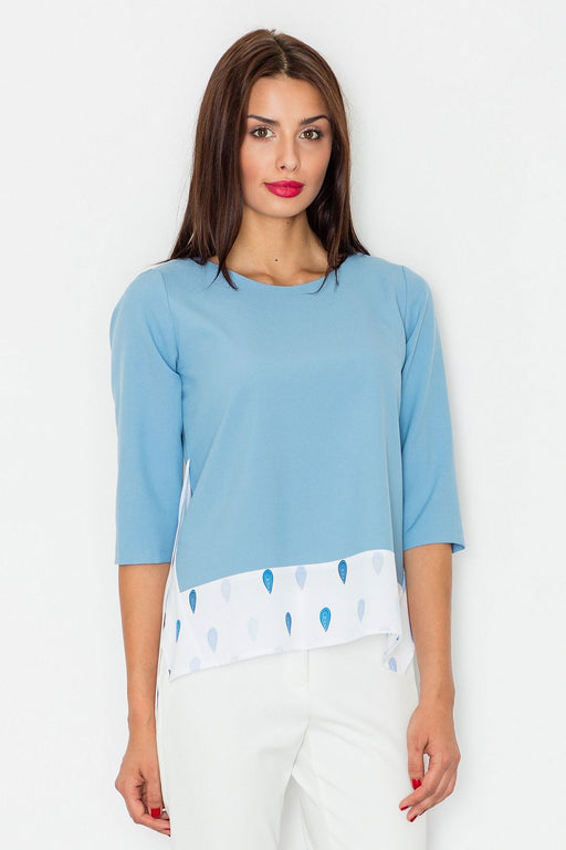 Loose-Fitting Blouse with 3/4 Sleeves - Size Options Available