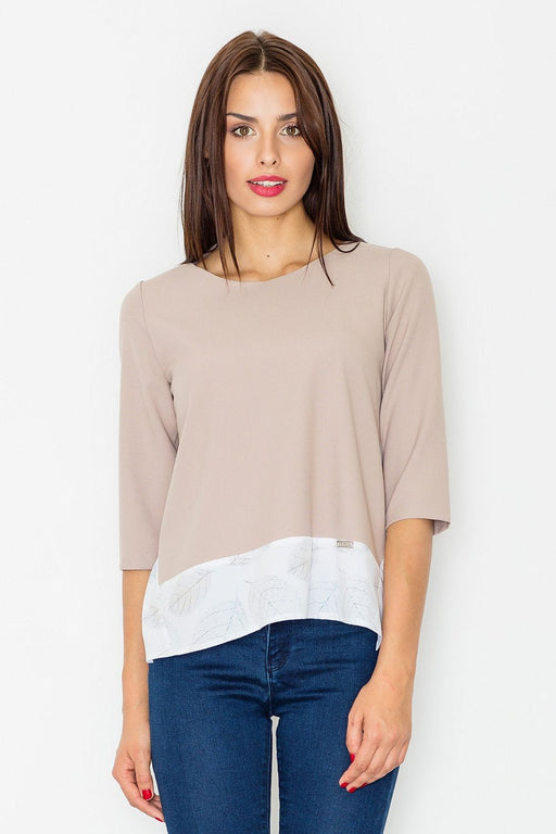 Loose-Fitting Blouse with 3/4 Sleeves - Versatile Style for Multiple Occasions