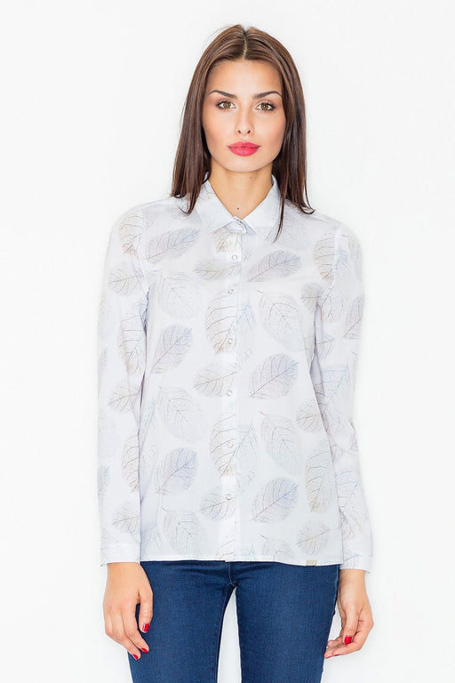 Autumnal Print Button-Up Shirt with Stud Detail