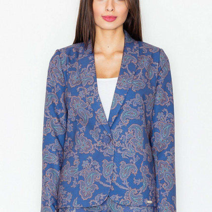 Elegant Patterned Blazer with Vibrant Style and Feminine Charm