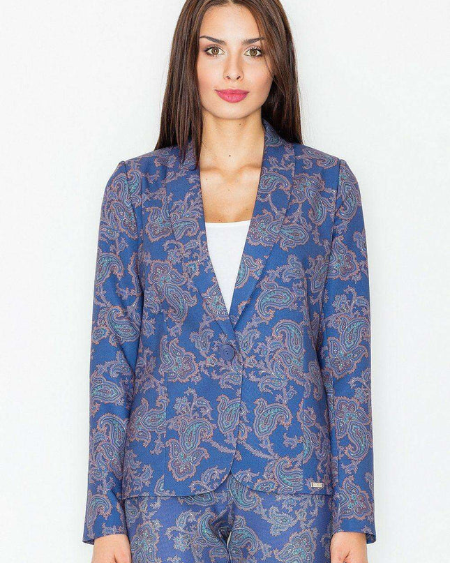 Elegant Patterned Blazer with Vibrant Style and Feminine Charm