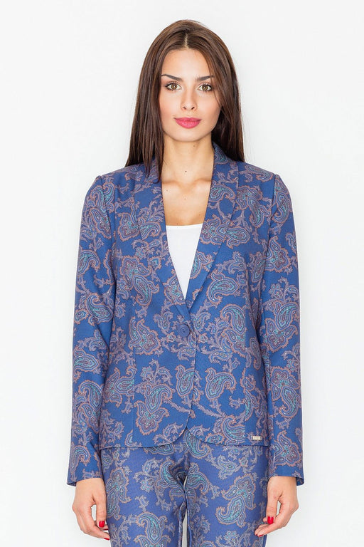 Vibrant Patterned Jacket with Feminine Charm and Classic Elegance