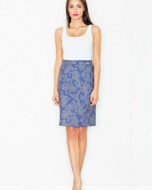 Sophisticated Patterned Pencil Skirt with Concealed Zip - 77136