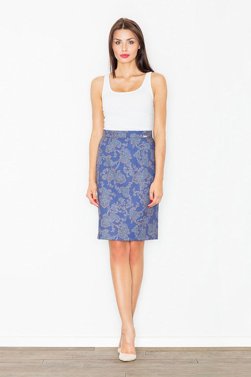 Patterned Pencil Skirt with Covered Zip - Figl 77136