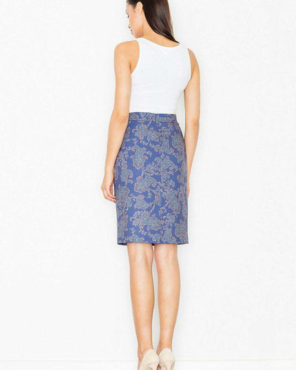 Sophisticated Patterned Pencil Skirt with Concealed Zip - 77136
