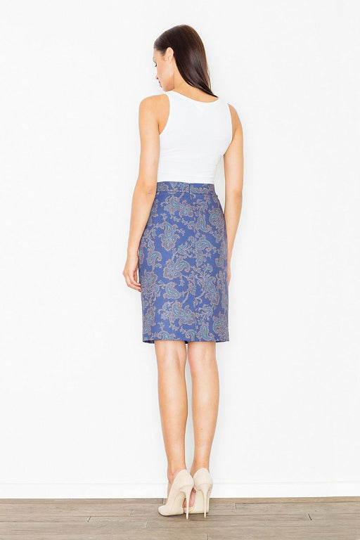 Patterned Pencil Skirt with Covered Zip - Figl 77136