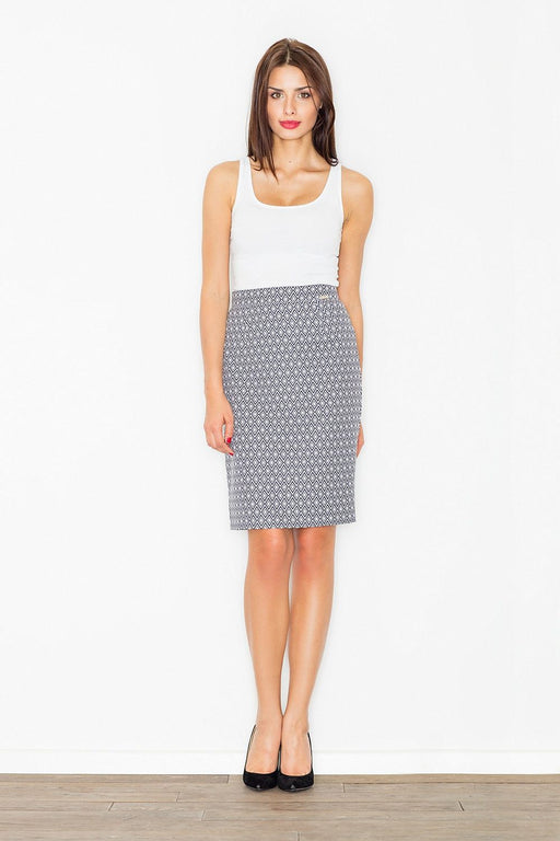Elegant Patterned Pencil Skirt with Concealed Zipper - Various Size Options Available