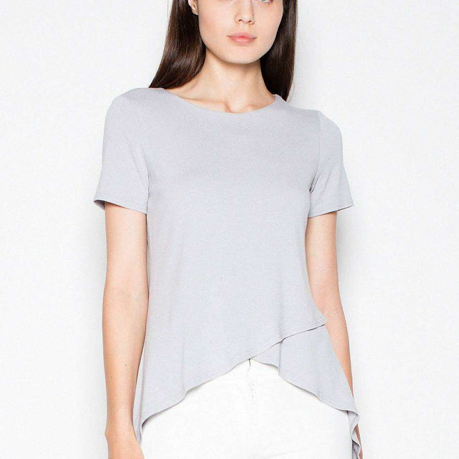Sophisticated Asymmetrical Blouse with Overlapping Design for Effortless Style