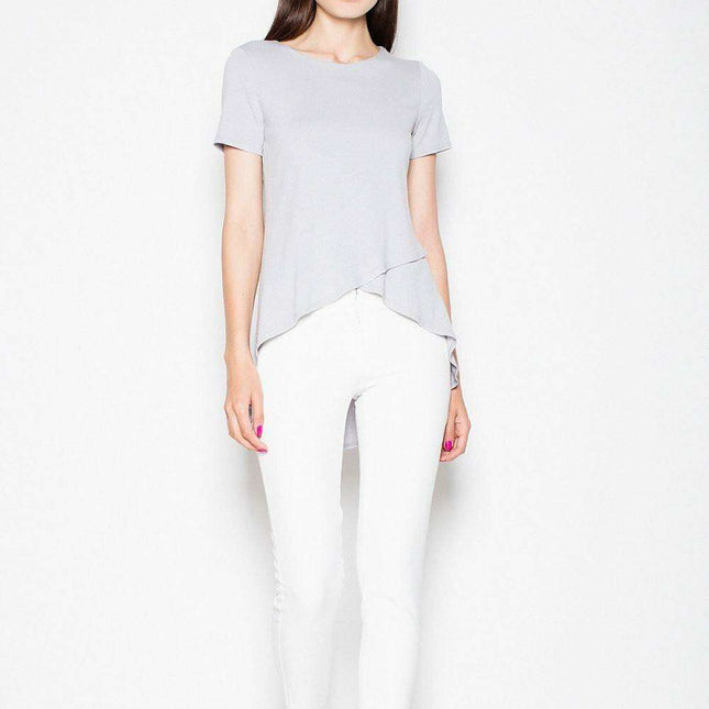 Sophisticated Asymmetrical Blouse with Overlapping Design for Effortless Style