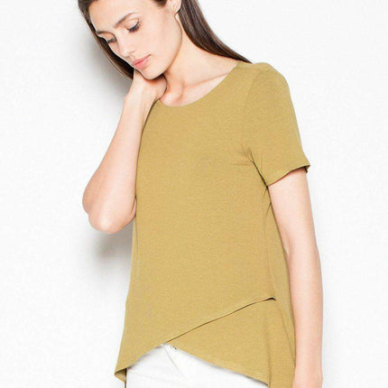 Sophisticated Asymmetrical Blouse with Overlapping Design for Effortless Style