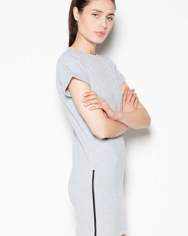 Contemporary Zipper-Embellished Knit Dress