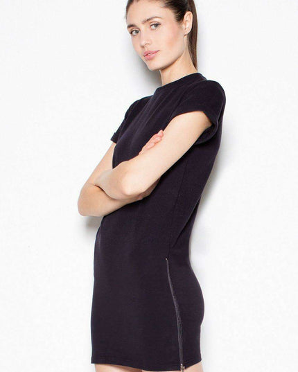 Contemporary Zipper-Embellished Knit Dress