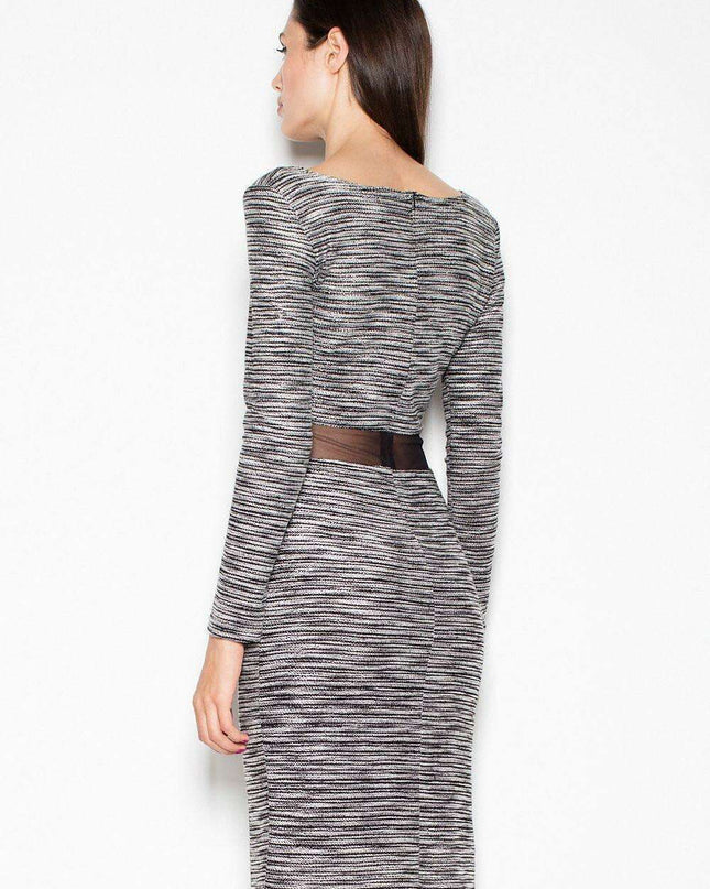 Chic Sheer-Waist Knit Dress