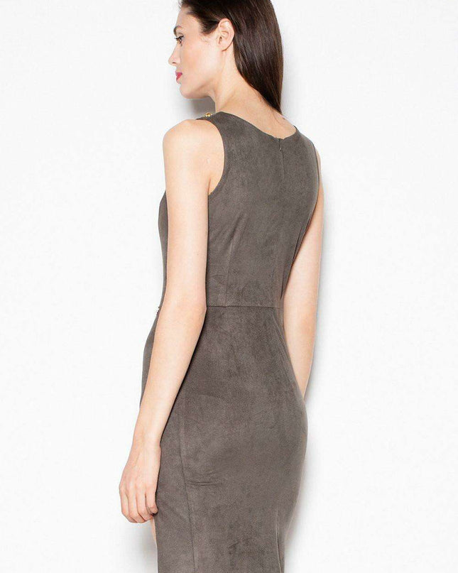 Twilight Elegance Suede Thigh-High Evening Gown with Gemstone Embellishments