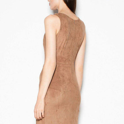 Twilight Elegance Suede Thigh-High Evening Gown with Gemstone Embellishments