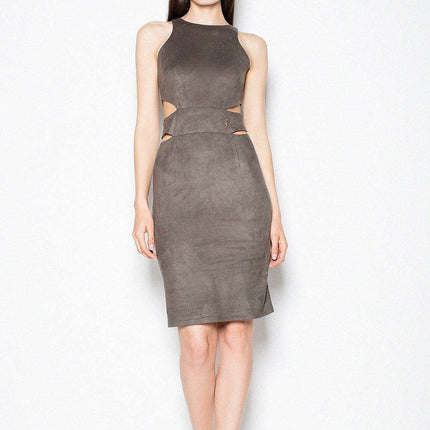 Chic Venaton Suede Cut-Out Evening Dress