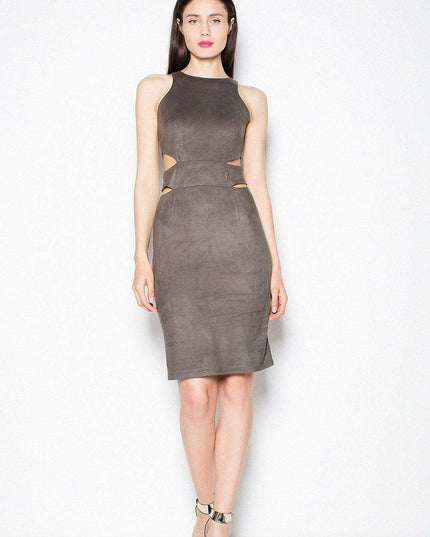 Chic Venaton Suede Cut-Out Evening Dress