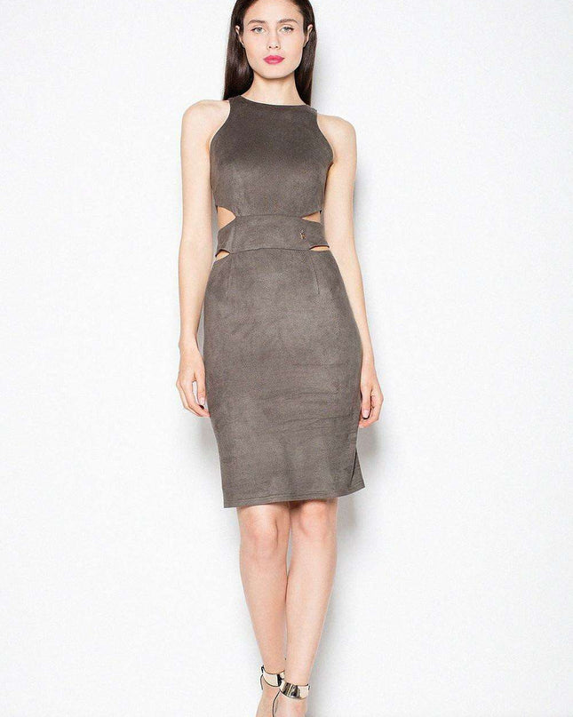 Chic Venaton Suede Cut-Out Evening Dress