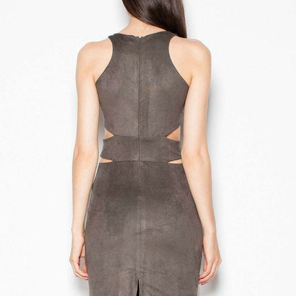 Chic Venaton Suede Cut-Out Evening Dress