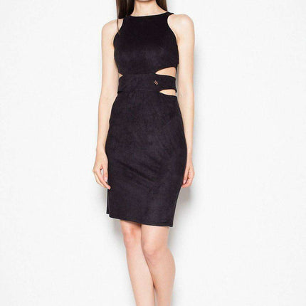 Chic Venaton Suede Cut-Out Evening Dress