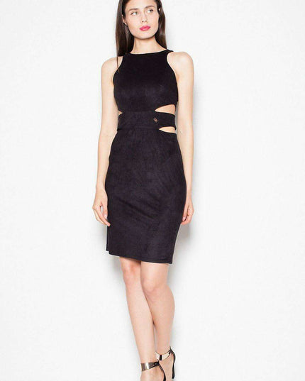 Chic Venaton Suede Cut-Out Evening Dress